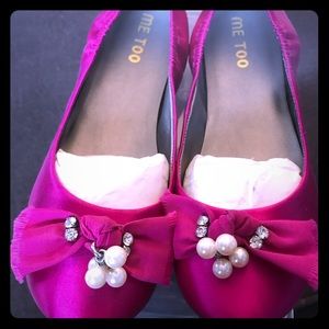 Me Too hot pink jewelled ballet flat